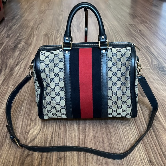 A196- ๐ฏ % authentic Gucci Boston tote bag - Picture 5 of 16